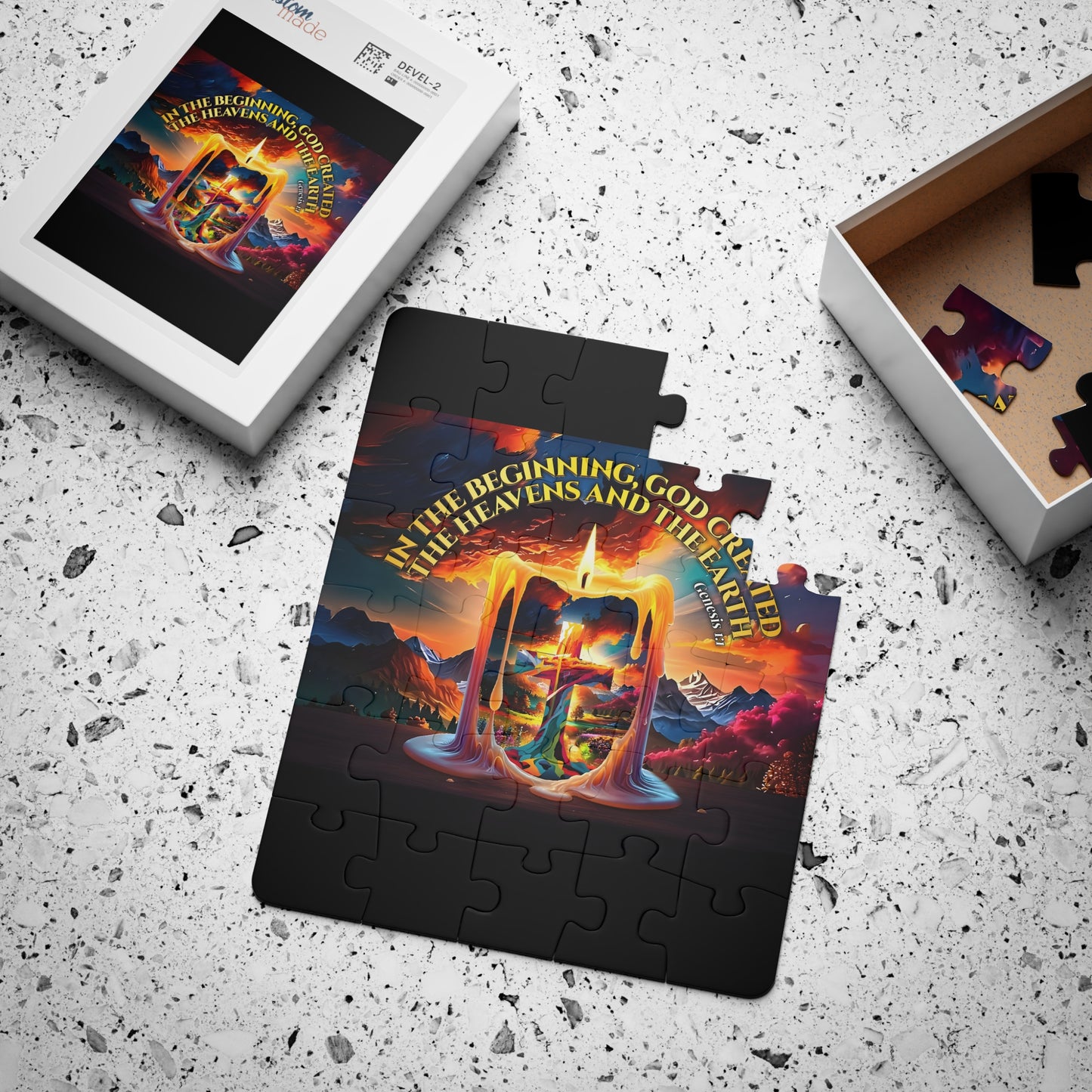 30-Piece — Genesis 1:1 Candle & Cross Faith Puzzle