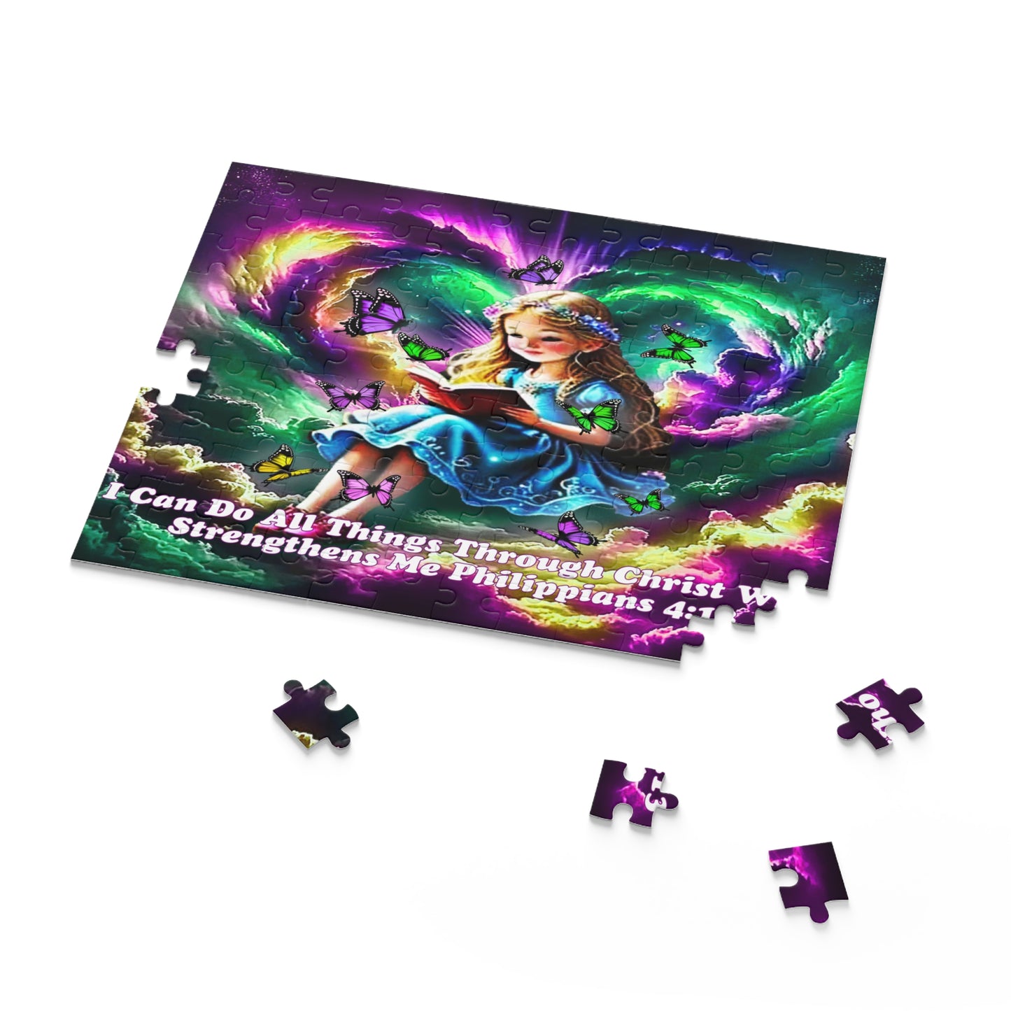 Puzzle 500-Piece Philippians 4:13 Verse Young Girl Reading Book