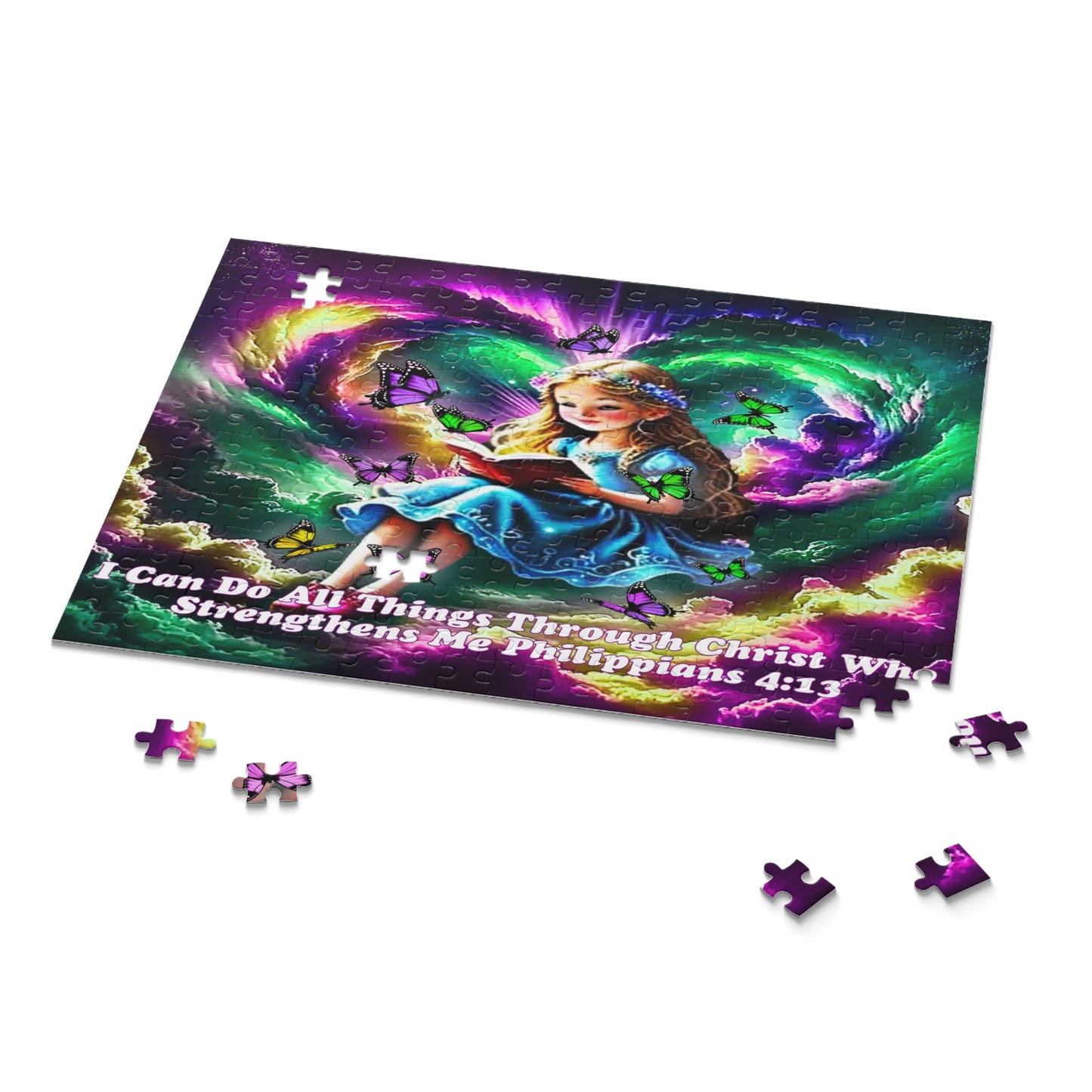 Puzzle 500-Piece Philippians 4:13 Verse Young Girl Reading Book