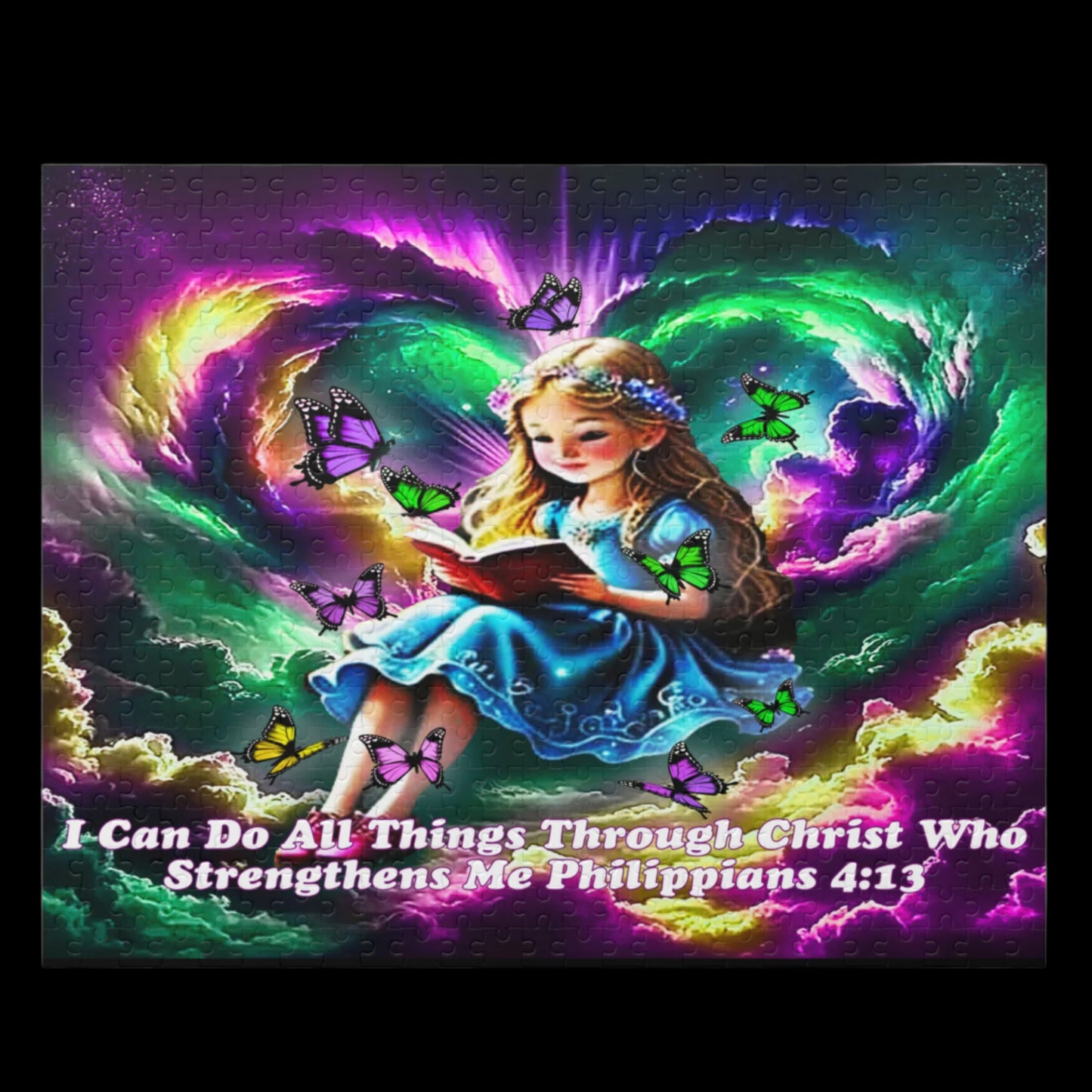 Puzzle 500-Piece Philippians 4:13 Verse Young Girl Reading Book
