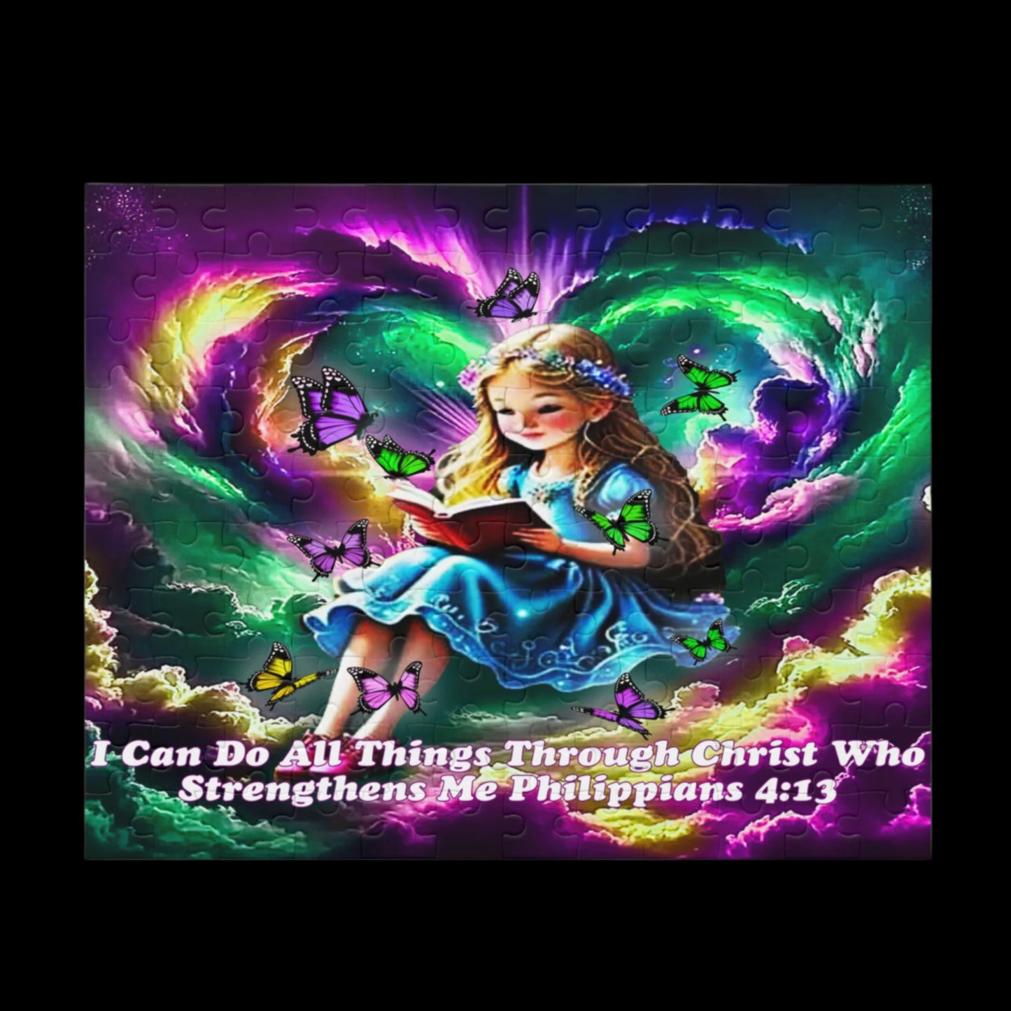 Puzzle 500-Piece Philippians 4:13 Verse Young Girl Reading Book