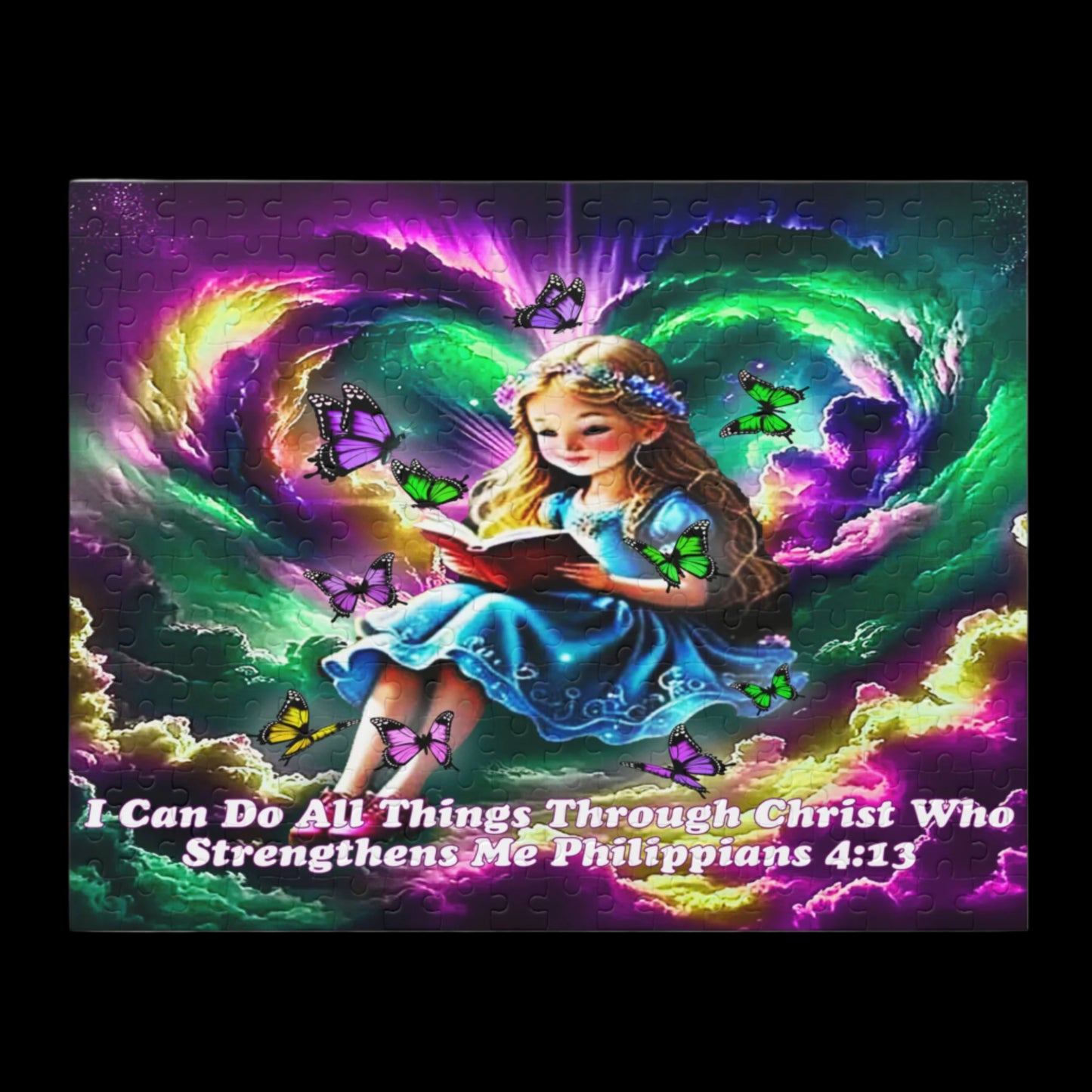 Puzzle 500-Piece Philippians 4:13 Verse Young Girl Reading Book