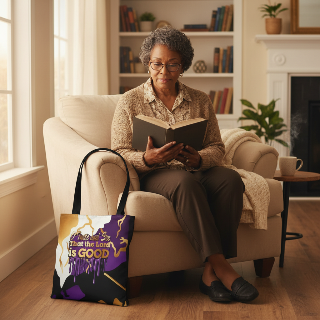 Psalms 34:8 "Taste and See that the Lord is good" Tote Bag