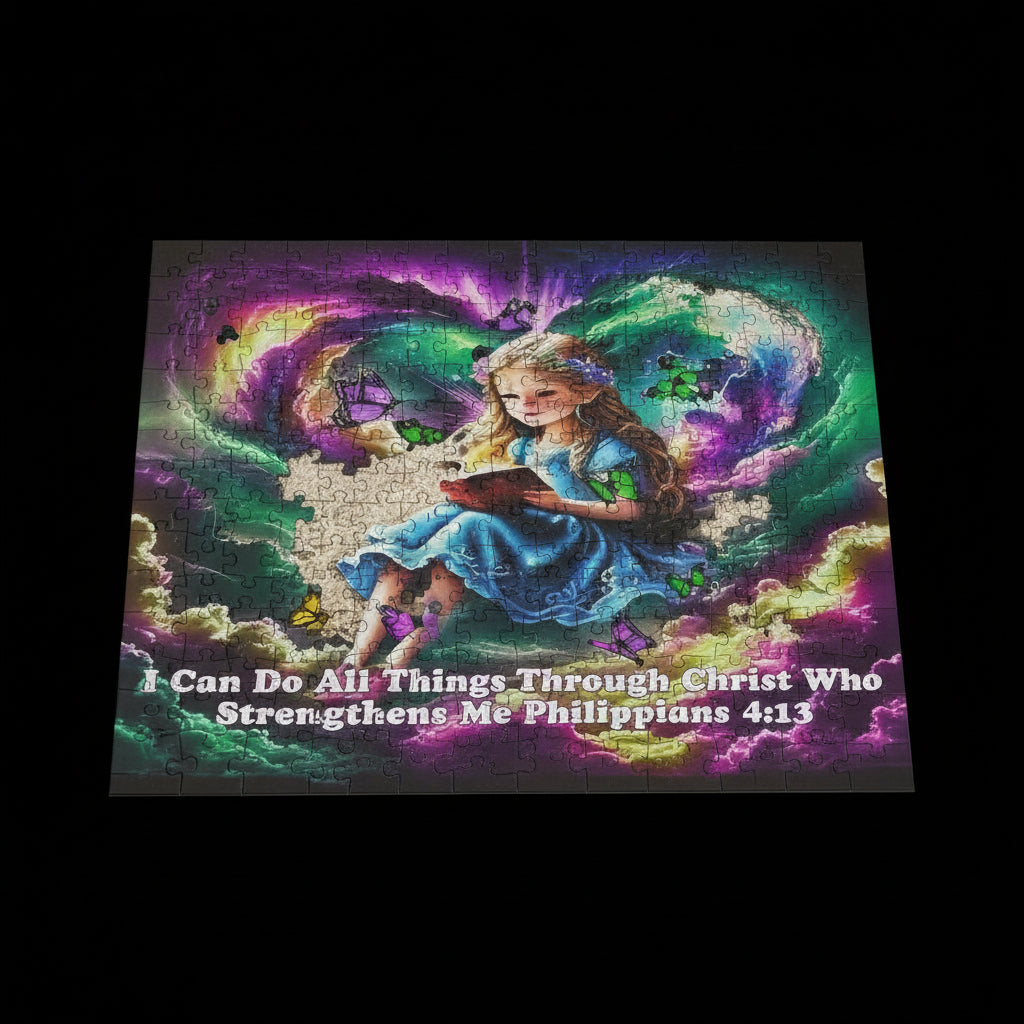 Philippians 4:13 Verse Young Girl Reading Book Puzzle