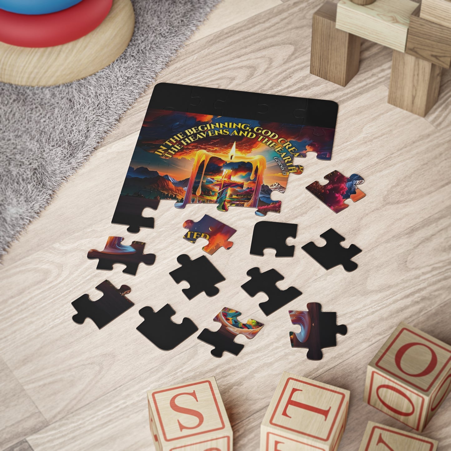 30-Piece — Genesis 1:1 Candle & Cross Faith Puzzle