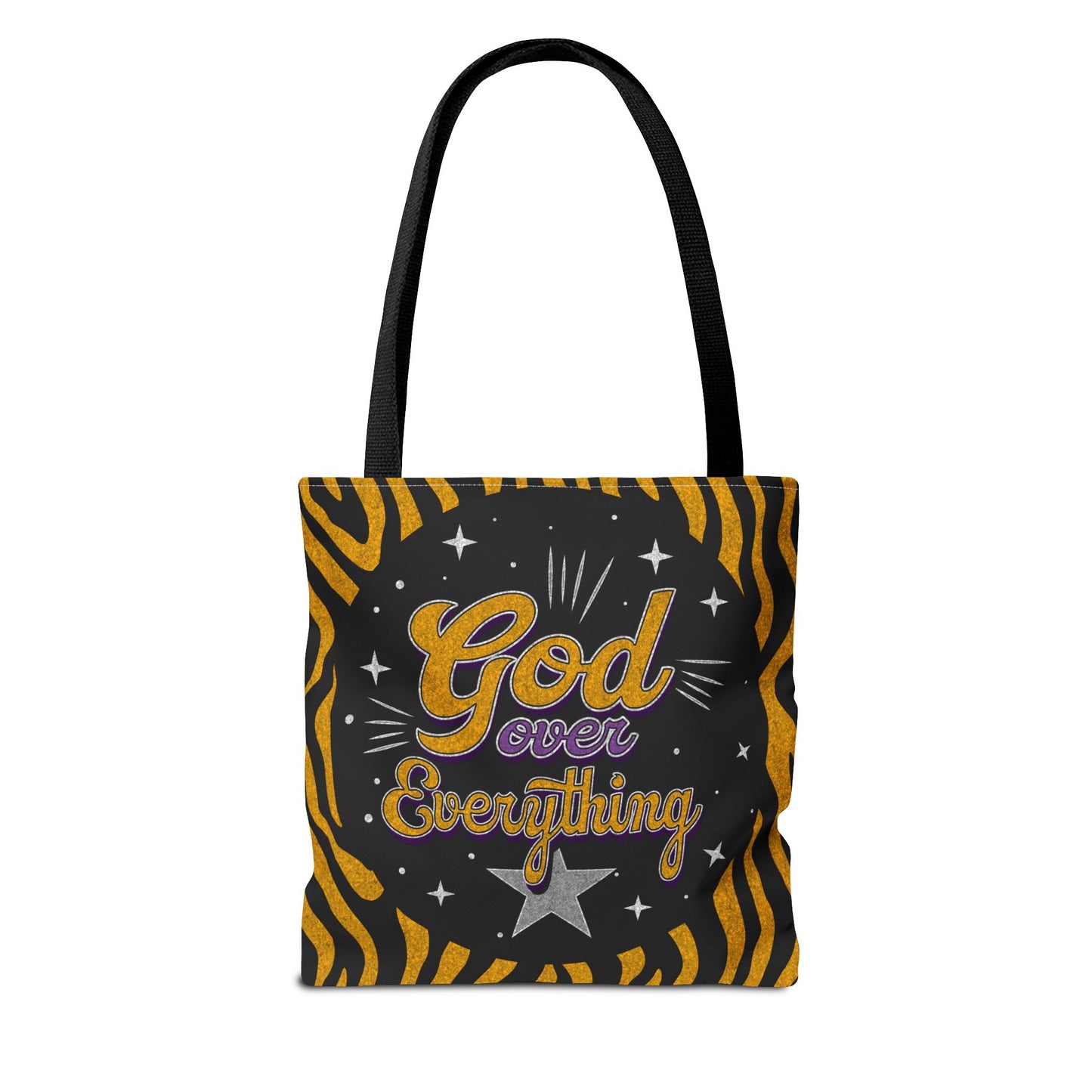 Leopard Print God Over Everything Tote Bag