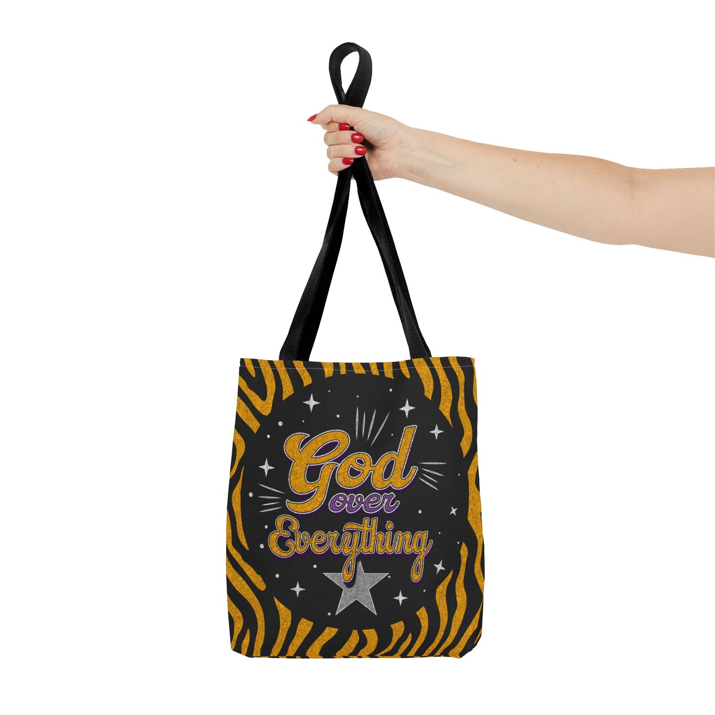 Leopard Print God Over Everything Tote Bag
