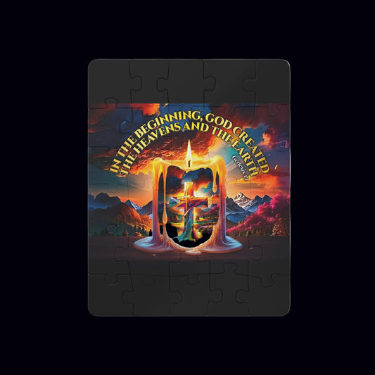 30-Piece — Genesis 1:1 Candle & Cross Faith Puzzle