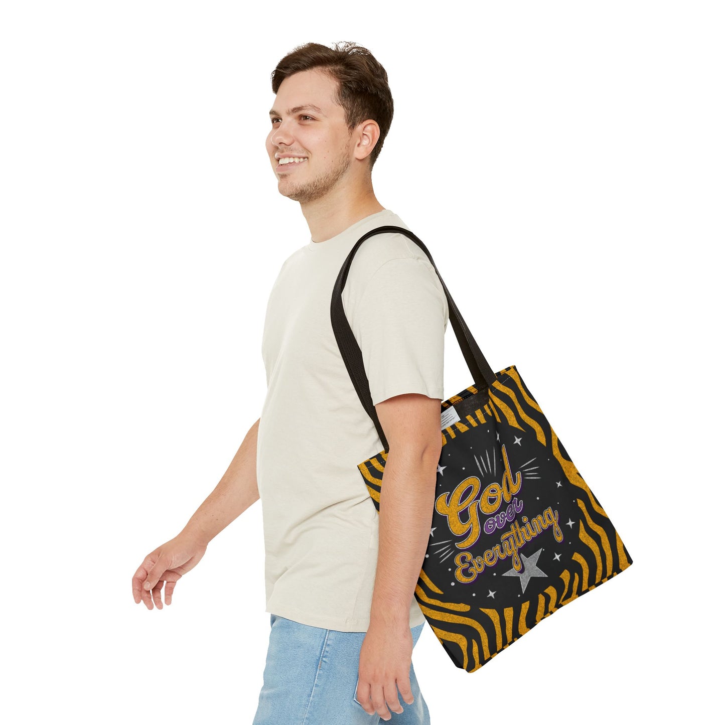 Leopard Print God Over Everything Tote Bag