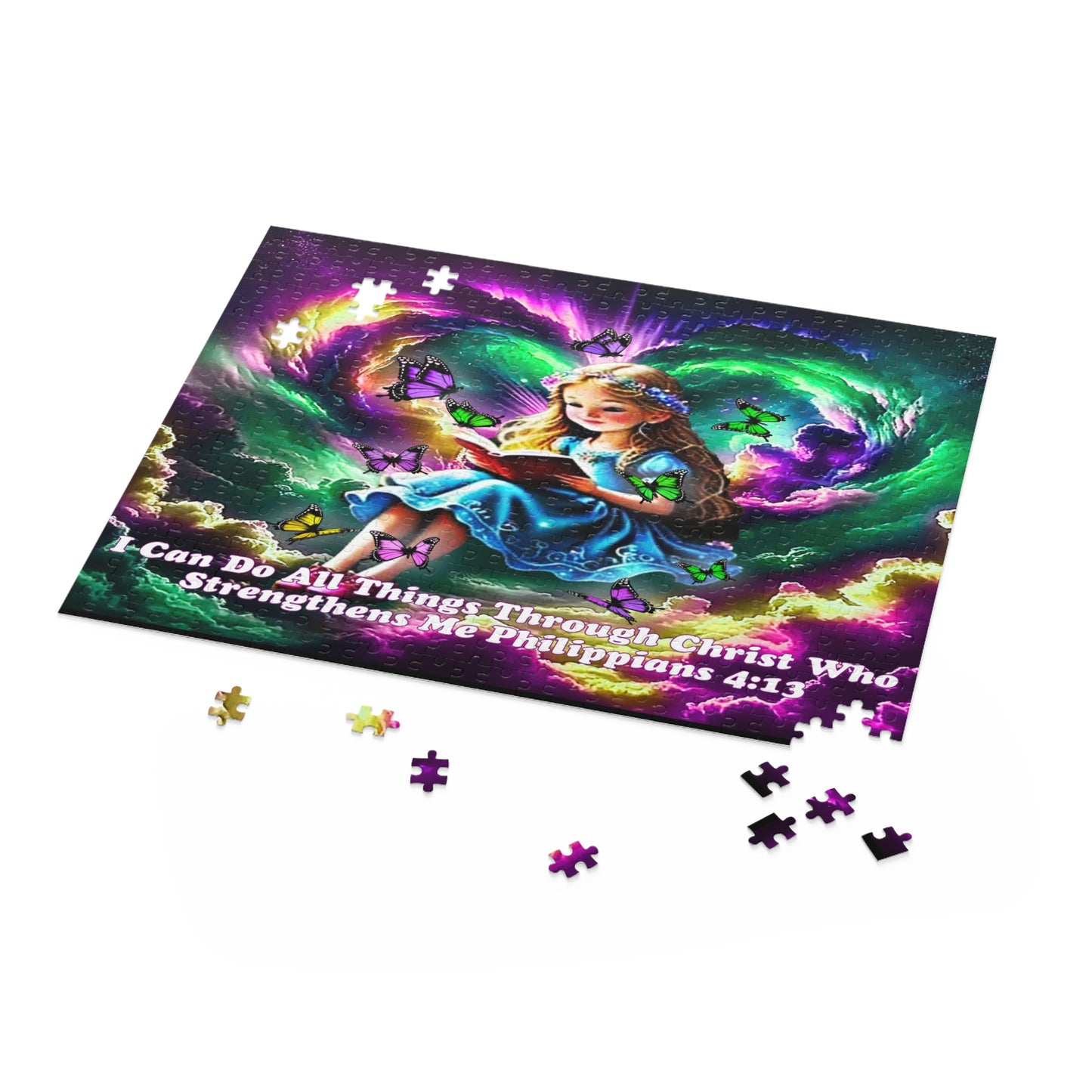 Puzzle 500-Piece Philippians 4:13 Verse Young Girl Reading Book